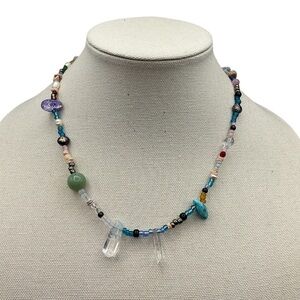 Artisan Crystal Shell Jade Colorful Spring Necklace